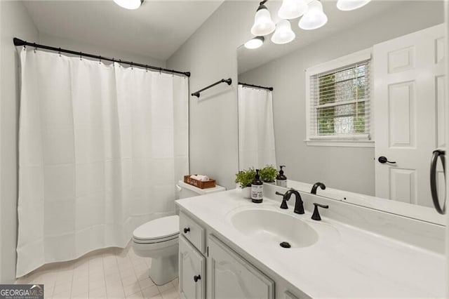 4300 May Apple Dr, Alpharetta, GA 30005 - full bath featuring vanity, tile patterned floors, and a shower with shower curtain