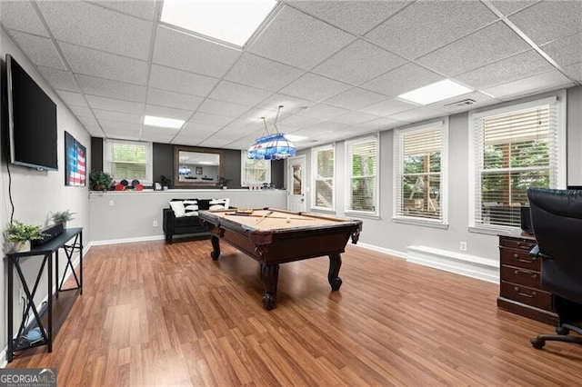 4300 May Apple Dr, Alpharetta, GA 30005 - recreation room with wood finished floors, pool table, and a paneled ceiling