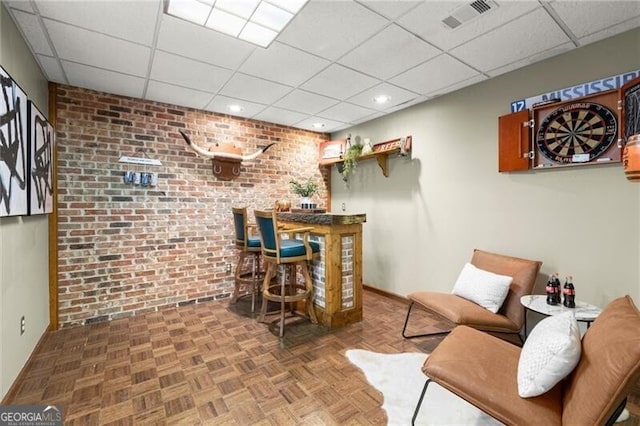 4300 May Apple Dr, Alpharetta, GA 30005 - bar with brick wall and a paneled ceiling