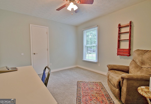 210 Grandchester Way, Fayetteville, GA 30215 - office with ceiling fan, a textured ceiling, and light colored carpet