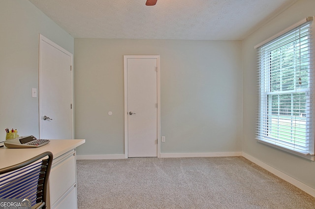 210 Grandchester Way, Fayetteville, GA 30215 - home office with healthy amount of natural light, a textured ceiling, light colored carpet, and ceiling fan