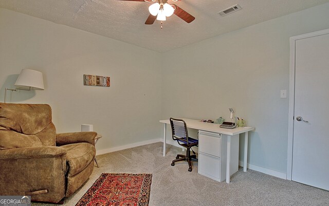 210 Grandchester Way, Fayetteville, GA 30215 - office featuring light colored carpet, ceiling fan, and a textured ceiling