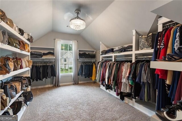 2772 Hillgrove Dr, Dacula, GA 30019 - spacious closet with lofted ceiling and carpet floors