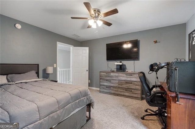 2772 Hillgrove Dr, Dacula, GA 30019 - carpeted bedroom featuring an office area and a ceiling fan
