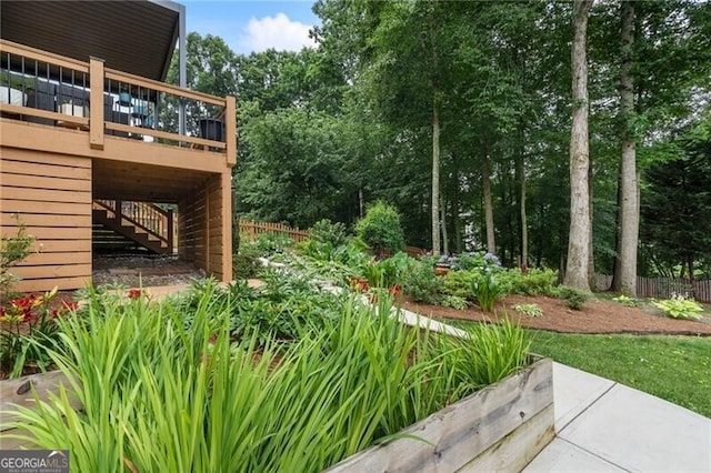 2772 Hillgrove Dr, Dacula, GA 30019 - view of yard featuring stairs and a wooden deck