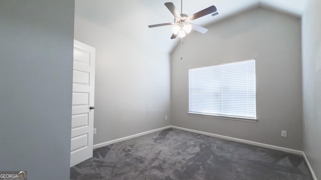 3368 Alhambra Cir, Hampton, GA 30228 - carpeted empty room with vaulted ceiling and ceiling fan