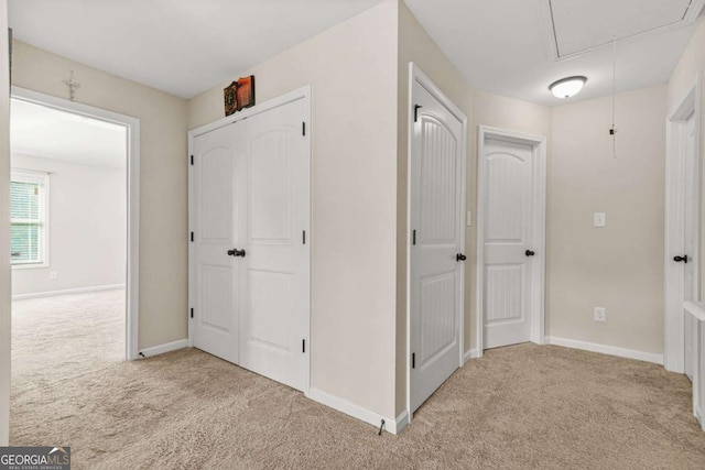 255 Hamilton Dr, Newnan, GA 30263 - hall with attic access and carpet floors
