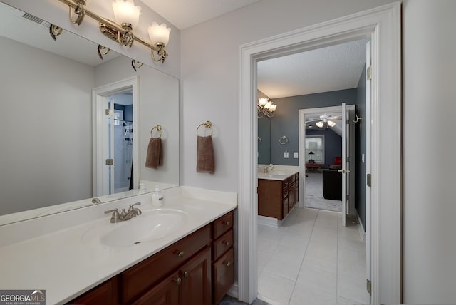 1000 Collingtree Ct, Mcdonough, GA 30253 - bathroom with vanity, tile patterned floors, and a ceiling fan