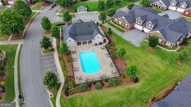 3411 Lindenridge Dr, Buford, GA 30519 - aerial view of residential area featuring a pool area