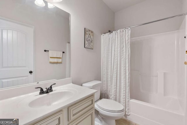2307 Loughridge Dr, Buford, GA 30519 - full bath with vanity, shower / bathtub combination with curtain, and tile patterned flooring
