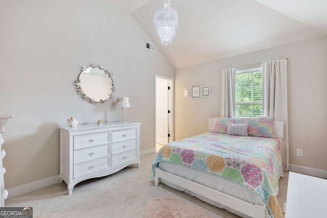 2307 Loughridge Dr, Buford, GA 30519 - bedroom featuring light carpet and high vaulted ceiling