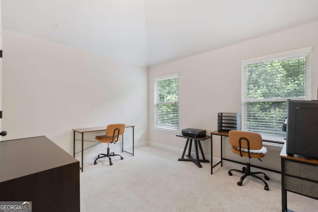 2307 Loughridge Dr, Buford, GA 30519 - carpeted home office with vaulted ceiling and baseboards