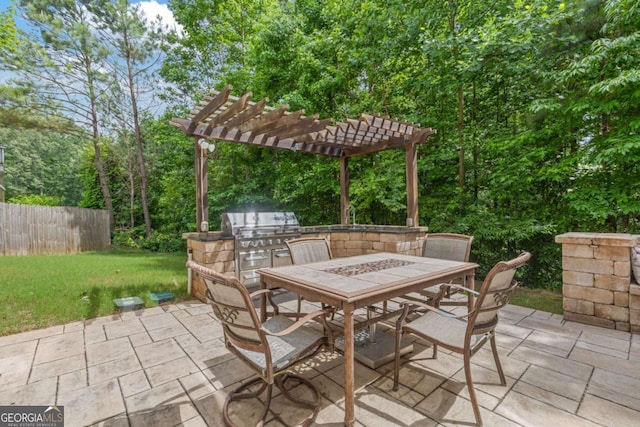 2307 Loughridge Dr, Buford, GA 30519 - view of patio / terrace featuring outdoor dining space, exterior kitchen, and a pergola