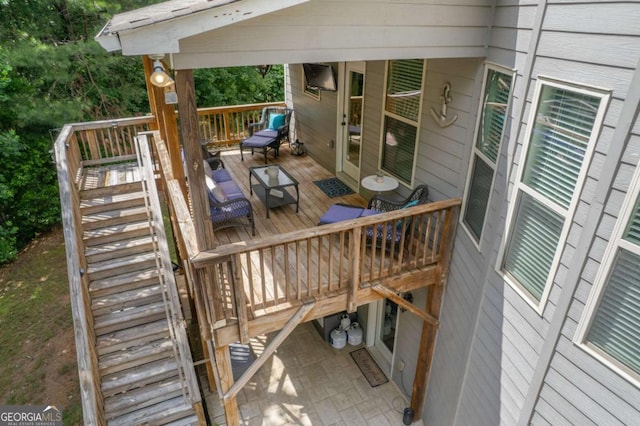 2307 Loughridge Dr, Buford, GA 30519 - wooden terrace featuring stairway