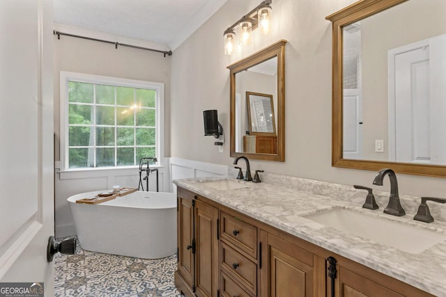 15 Stonewood Way, Sharpsburg, GA 30277 - bathroom featuring double vanity and a freestanding bath