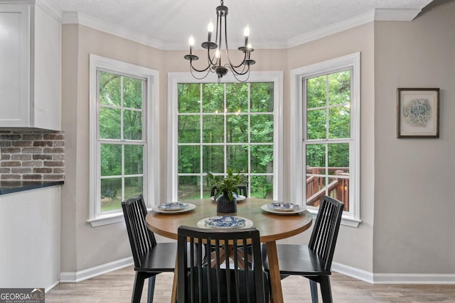 15 Stonewood Way, Sharpsburg, GA 30277 - dining room with light wood-style floors, plenty of natural light, a chandelier, and ornamental molding