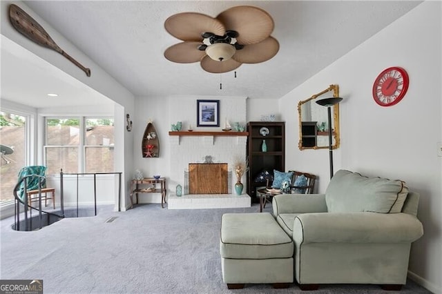 6381 Lakeview Dr, Buford, GA 30518 - living area with ceiling fan and carpet