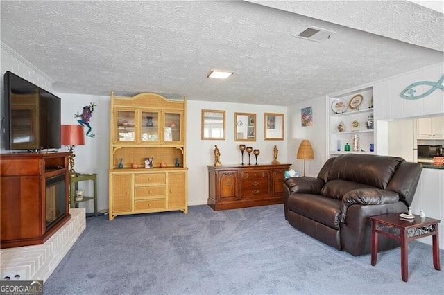 6381 Lakeview Dr, Buford, GA 30518 - living room with carpet floors and a textured ceiling