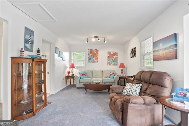 6381 Lakeview Dr, Buford, GA 30518 - carpeted living area with attic access
