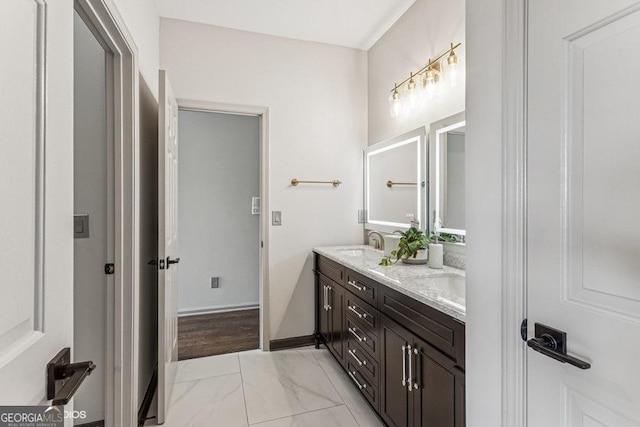 3835 Hickory Branch Trl, Suwanee, GA 30024 - bathroom with double vanity and marble look tile flooring