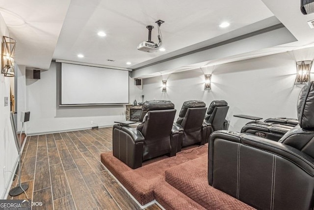 3835 Hickory Branch Trl, Suwanee, GA 30024 - home theater room with wood finished floors and recessed lighting