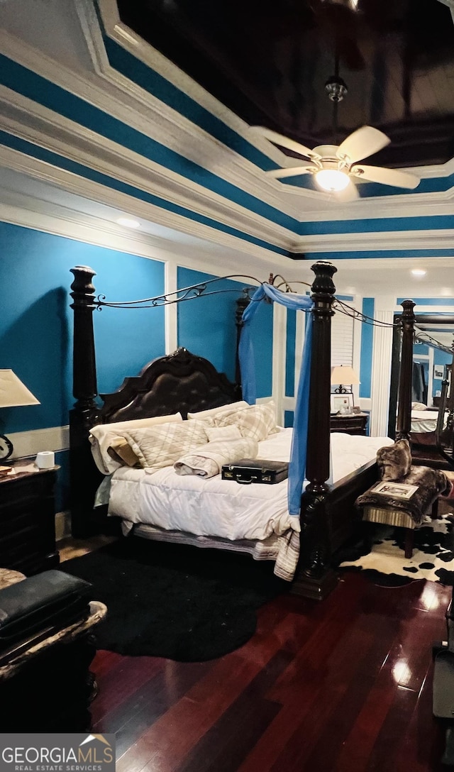2481 Islands Hwy, Midway, GA 31320 - bedroom with wood finished floors, crown molding, and a ceiling fan
