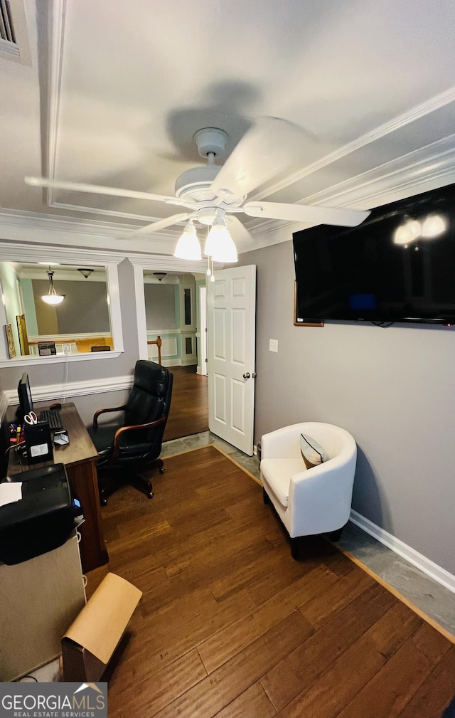2481 Islands Hwy, Midway, GA 31320 - home office with wood finished floors and ceiling fan