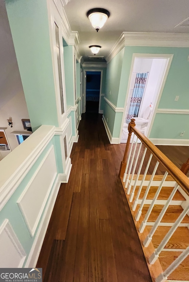 2481 Islands Hwy, Midway, GA 31320 - corridor featuring crown molding and dark wood-type flooring