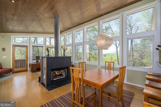 40 Pond Path, Ellijay, GA 30536 - dining area with wood ceiling and light wood-style floors