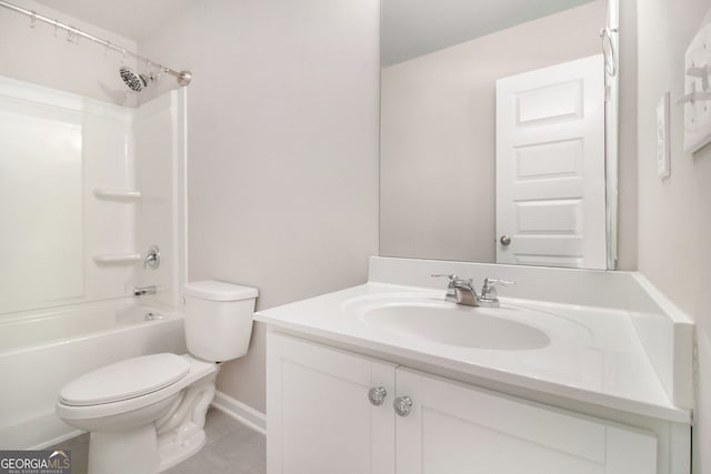 8041 Louis Dr, Locust Grove, GA 30248 - bathroom with vanity, shower / tub combination, and tile patterned flooring