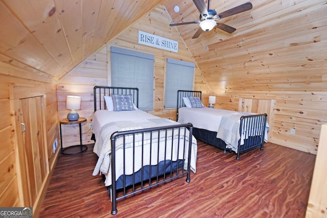 73 Rosiey Ln Unit 356, Blue Ridge, GA 30513 - bedroom with vaulted ceiling, wood ceiling, wood walls, and wood finished floors