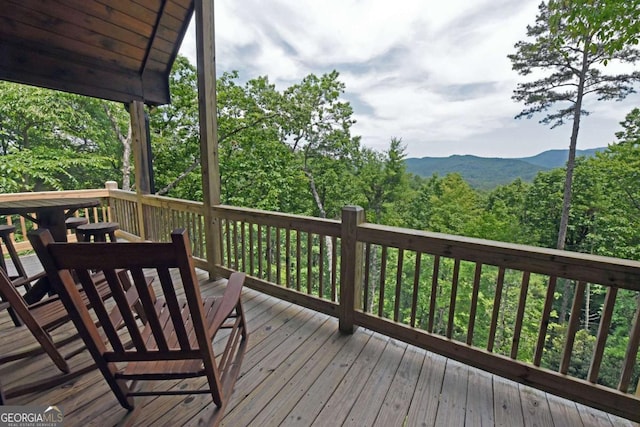 73 Rosiey Ln Unit 356, Blue Ridge, GA 30513 - wooden terrace featuring a wooded view and a mountain view