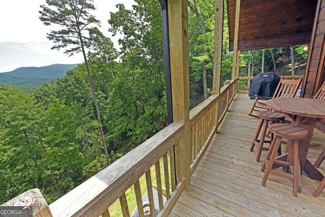 73 Rosiey Ln Unit 356, Blue Ridge, GA 30513 - wooden deck featuring grilling area and a mountain view