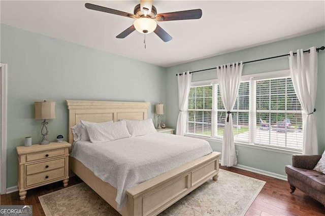 162 Drakes Lndg, Brunswick, GA 31523 - bedroom with wood finished floors and a ceiling fan
