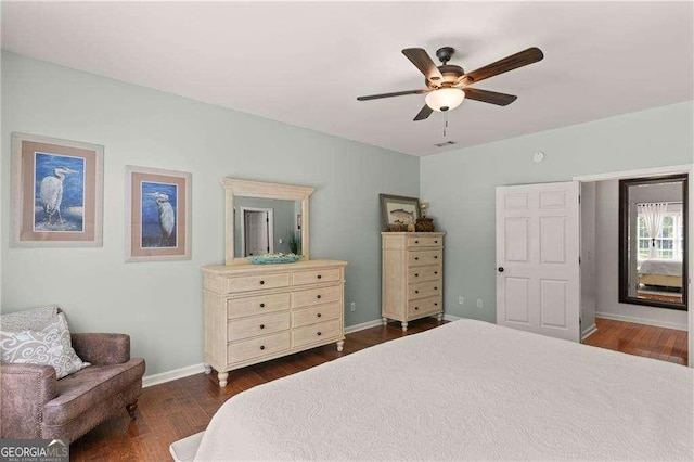162 Drakes Lndg, Brunswick, GA 31523 - bedroom with dark wood finished floors and a ceiling fan