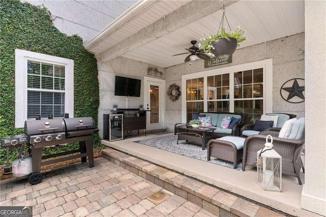 162 Drakes Lndg, Brunswick, GA 31523 - view of patio with ceiling fan and an outdoor hangout area
