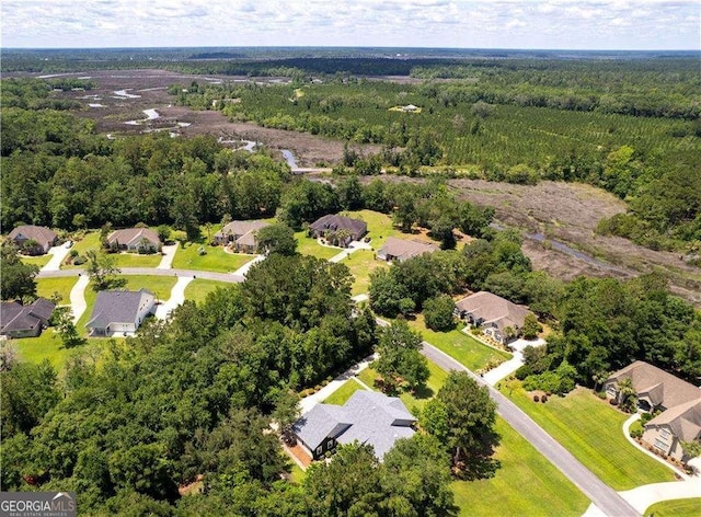 162 Drakes Lndg, Brunswick, GA 31523 - aerial perspective of suburban area featuring a forest