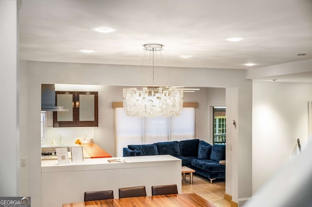 4569 Fountain Dr, Marietta, GA 30067 - dining area with a chandelier and recessed lighting