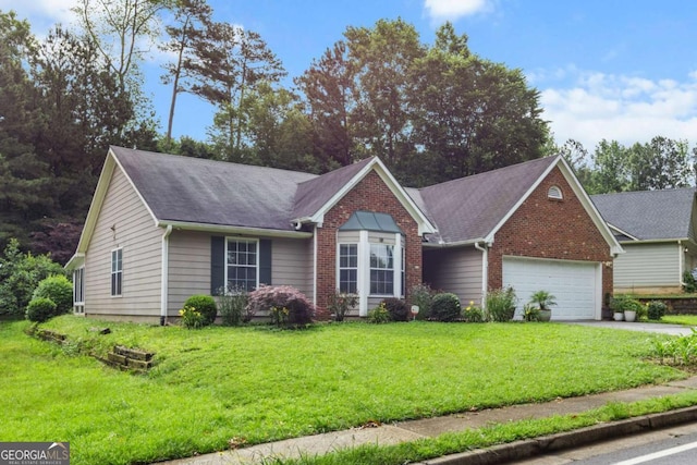 580 Lilburn School Rd, Lilburn, GA 30047 - single story home with a garage, driveway, a front yard, brick siding, and roof with shingles