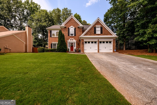 1767 Tidewell Trce, Lawrenceville, GA 30043 - view of front of property with brick siding, concrete driveway, a front yard, and a garage
