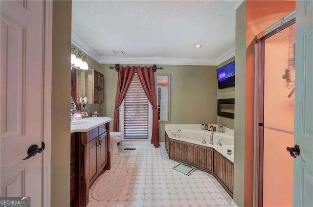 186 Wolverine Dr, Waleska, GA 30183 - full bathroom featuring a garden tub, vanity, and crown molding