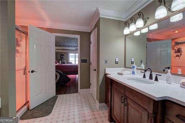 186 Wolverine Dr, Waleska, GA 30183 - full bathroom featuring ornamental molding, vanity, and connected bathroom