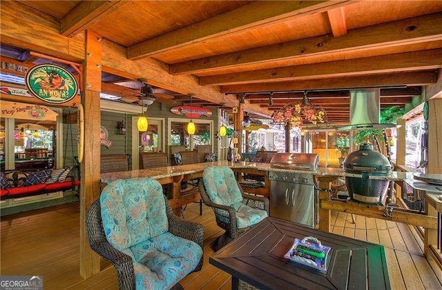 186 Wolverine Dr, Waleska, GA 30183 - lobby featuring a wood ceiling with exposed beams