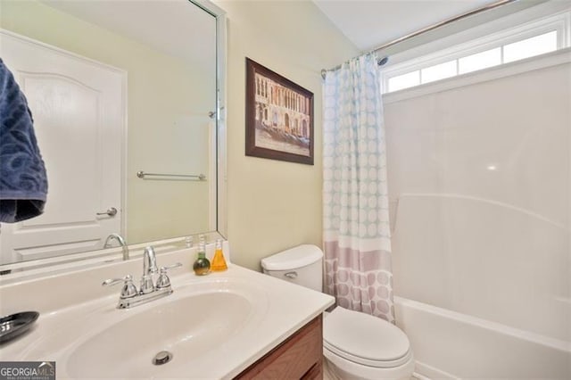 1979 Spivey Vlg, Jonesboro, GA 30236 - bathroom featuring vanity and shower / bath combo with shower curtain