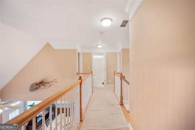 1979 Spivey Vlg, Jonesboro, GA 30236 - hallway featuring an upstairs landing and light carpet