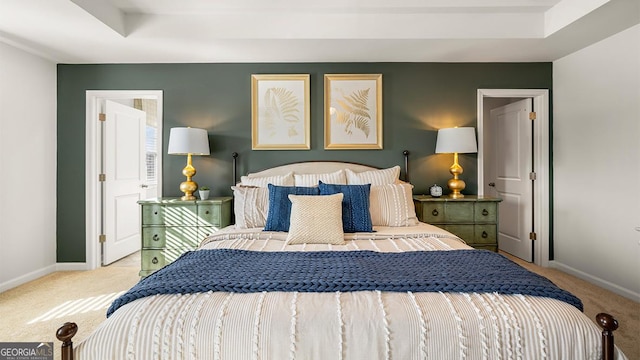 11893 Aukerman Way, Hampton, GA 30228 - carpeted bedroom featuring baseboards and a tray ceiling
