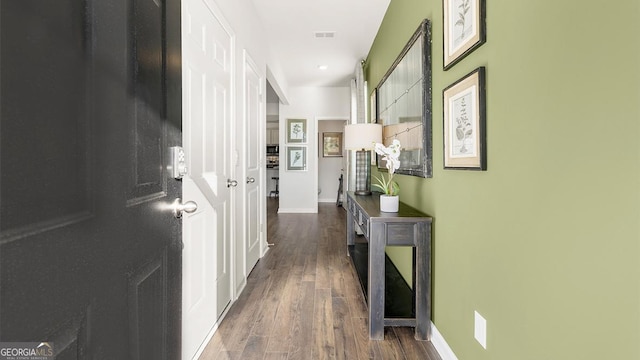 11893 Aukerman Way, Hampton, GA 30228 - hallway with dark wood-style floors and recessed lighting