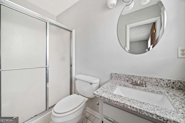 58 6th Ave W, Dallas, GA 30157 - full bathroom with vanity, a stall shower, and tile patterned flooring