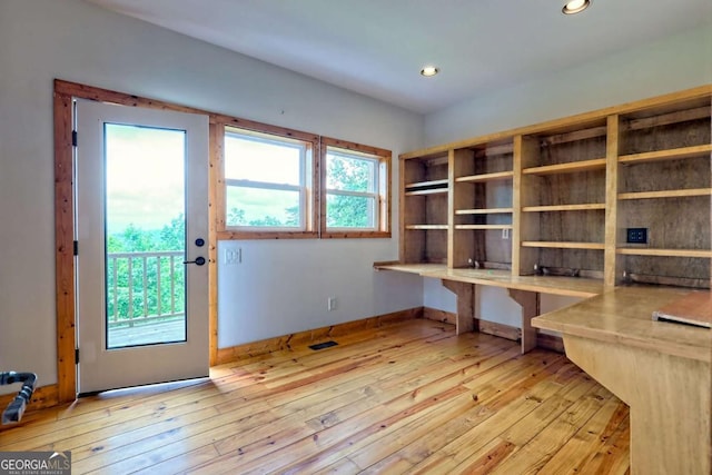 990 Hickory Nut Mountain Rd, Tallulah Falls, GA 30573 - unfurnished office with light wood finished floors and recessed lighting
