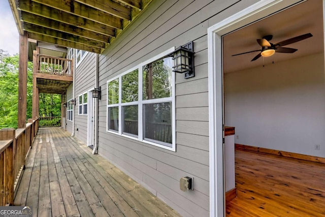990 Hickory Nut Mountain Rd, Tallulah Falls, GA 30573 - wooden deck featuring a ceiling fan